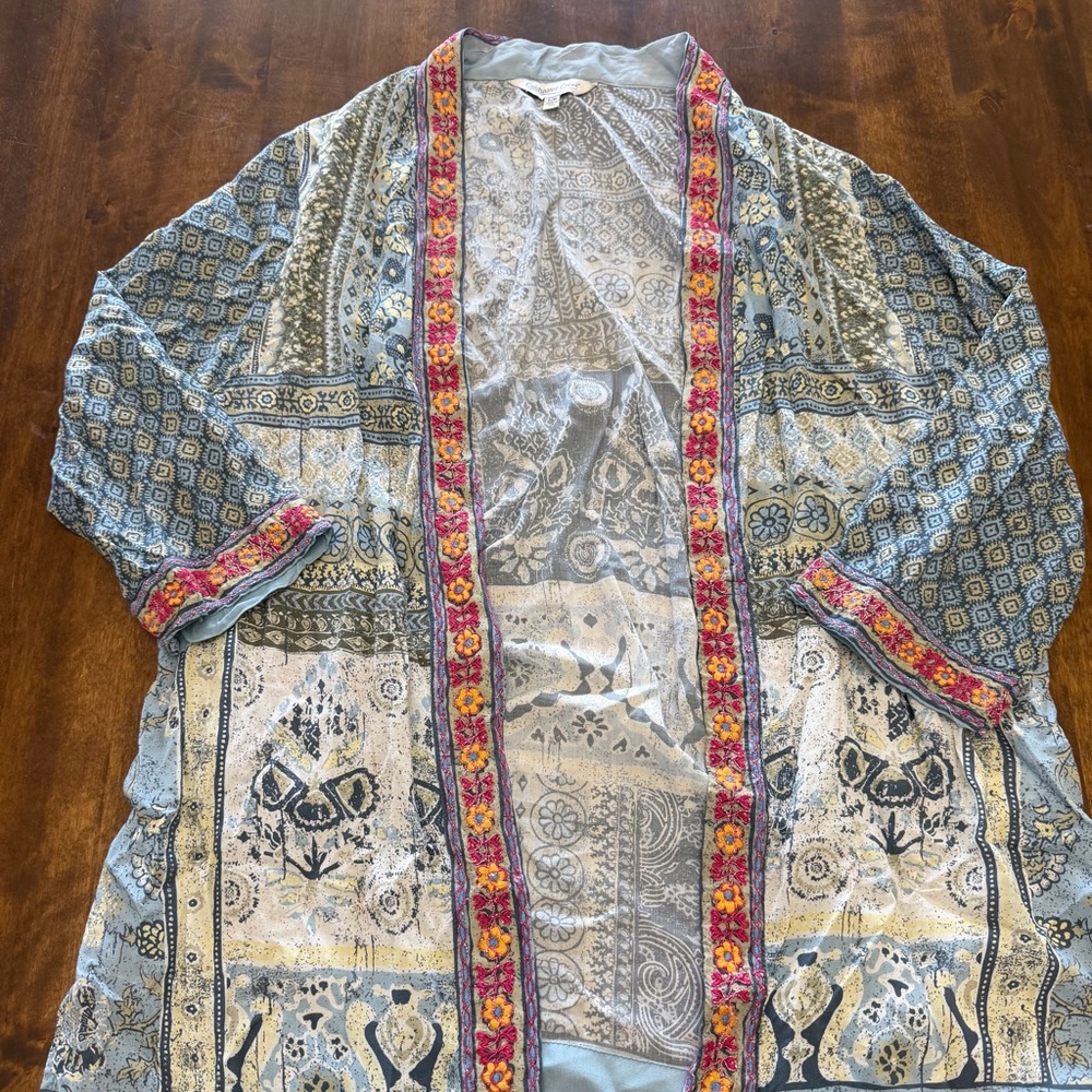 Women’s Cold water Creek Embroidered Kimono Bohemian Floral Medallion S/M